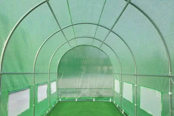 Veľký záhradný fóliovník 4x12x2m, 2xdvere, zelený