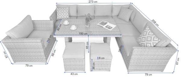 Záhradný set moniz dining plus stone grey