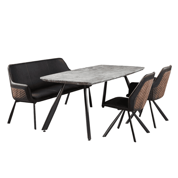 Jedálenský stôl, betón/čierna, 180×90 cm, adelon