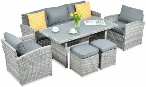 Záhradný set BORNEO+TABURETKY Stone Grey