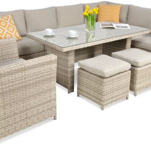 Záhradný technoratanový set MONIZ DINING PLUS, Beige