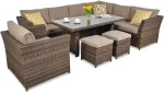 Záhradný technoratanový set MONIZ DINING PLUS, Brown