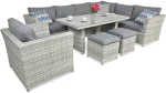 Záhradný technoratanový set MONIZ DINING PLUS, White Grey