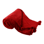 Tempo-kondela luang, plyšová deka s brmbolcami, bordová, 150×200 cm