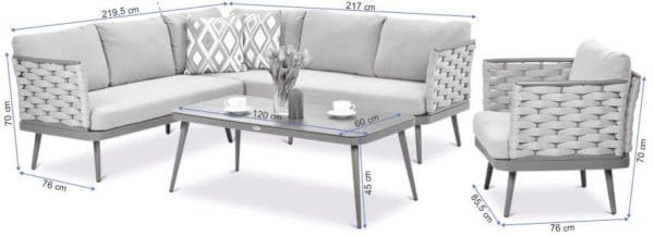 Záhradný rohový set MARINEL + KRESLO- Graphite