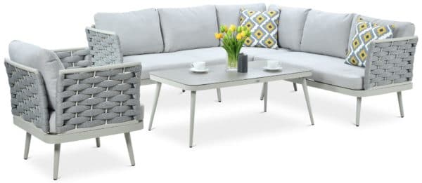 Záhradný rohový set MARINEL + KRESLO- Light Grey