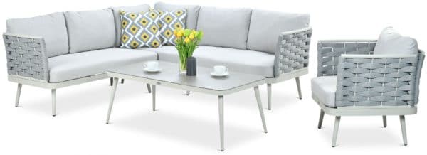 Záhradný rohový set MARINEL + KRESLO- Light Grey