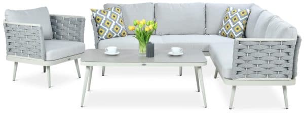 Záhradný rohový set MARINEL + KRESLO- Light Grey