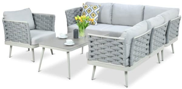 Záhradný rohový set MARINEL + KRESLO- Light Grey