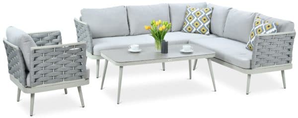 Záhradný rohový set MARINEL + KRESLO- Light Grey