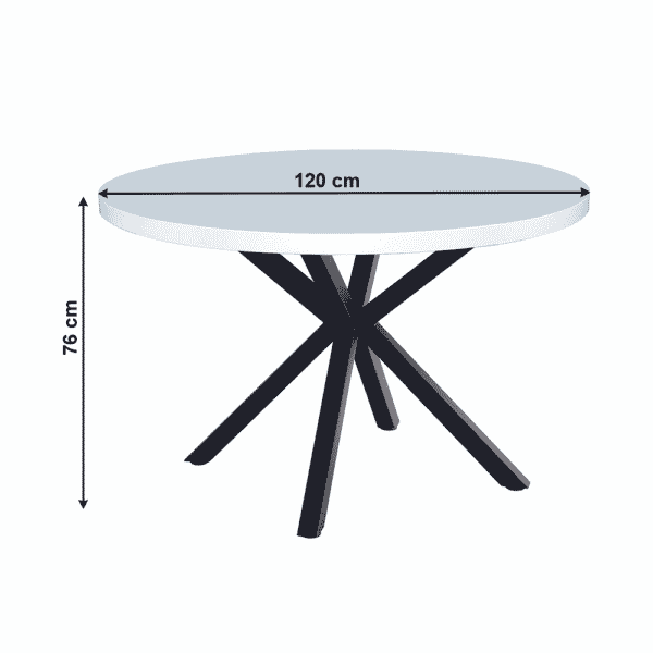 Jedálenský stôl, biela matná/čierna, priemer 120 cm, medor