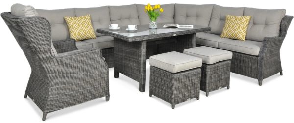 Záhradný rohový set trivento dining – dark grey