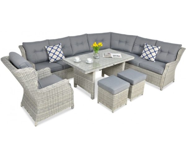 Záhradný rohový set TRIVENTO DINING – White Grey