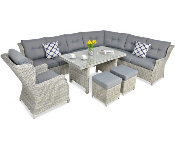 Záhradný rohový set trivento dining – white grey