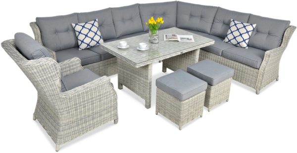 Záhradný rohový set TRIVENTO DINING – White Grey