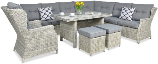 Záhradný rohový set TRIVENTO DINING – White Grey