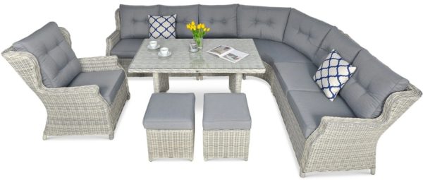 Záhradný rohový set TRIVENTO DINING – White Grey