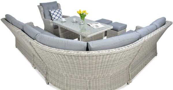Záhradný rohový set TRIVENTO DINING – White Grey