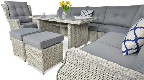 Záhradný rohový set TRIVENTO DINING – White Grey