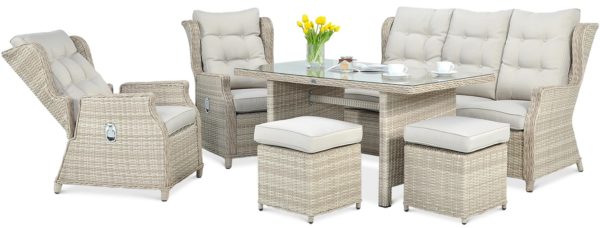 Záhradný set BALTIMORE DINING+TABURETKY Beige