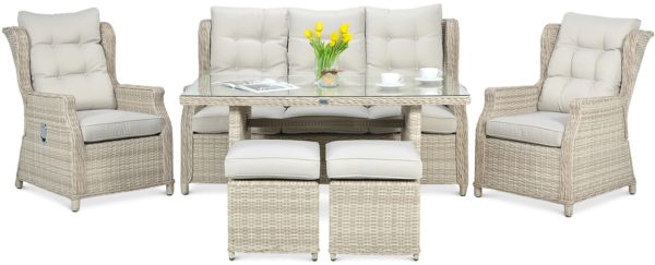Záhradný set BALTIMORE DINING+TABURETKY Beige