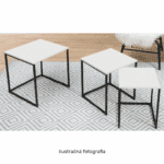 Set 3 konferenčných stolíkov, biela matná/čierna, kastler new typ 3
