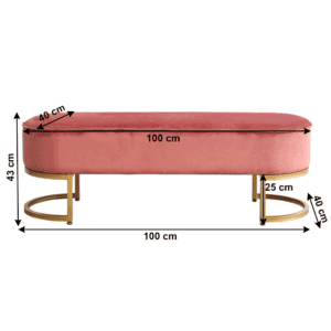 Dizajnová lavica, ružová Velvet látka/gold chróm-zlatý, MIRILA