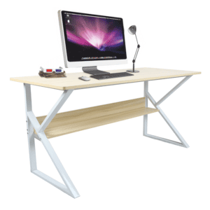 Písací stôl s policou, dub prírodný/biela, tarcal 140