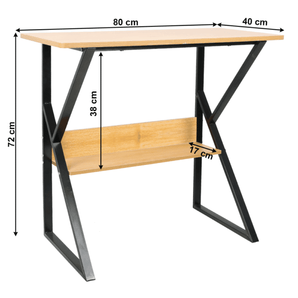 Písací stôl s policou, buk/čierna, TARCAL 80