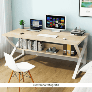 Písací stôl s policou, dub prírodný/biela, TARCAL 140