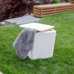 Záhradný úložný box/príručný stolík, biela, ugur