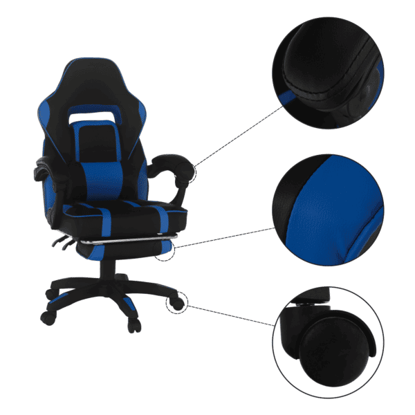 Kancelárske/herné kreslo, modrá/čierna, gunner