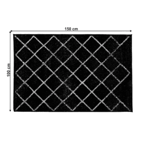 Koberec, čierna/vzor, 100×150  cm, MATES TYP 1