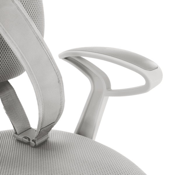 Rastúca stolička s podnožou a trakmi, sivá/biela, anais