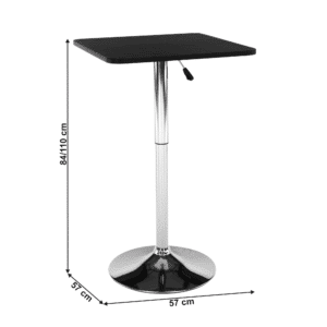 Barový stôl s nastaviteľnou výškou, čierna, 84-110, FLORIAN