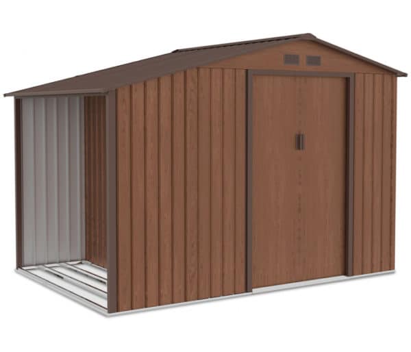 zahradny domcek s drevarnou hnedy 9x6 madison