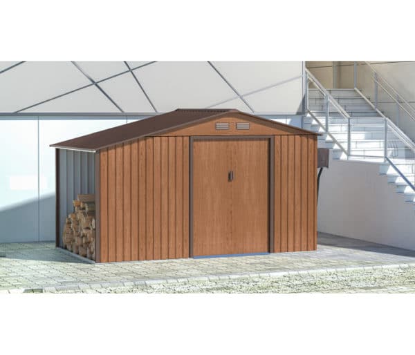 zahradny domcek s drevarnou madison 11x6 hnedy