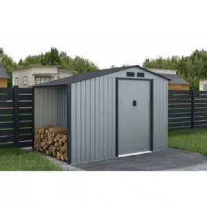 zahradny domcek s drevarnou svetlosivy 9x6 madison