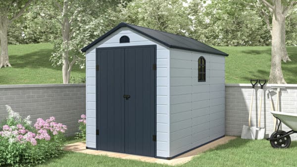 zahradny domcek vermont 6x9 svetlosivy 4