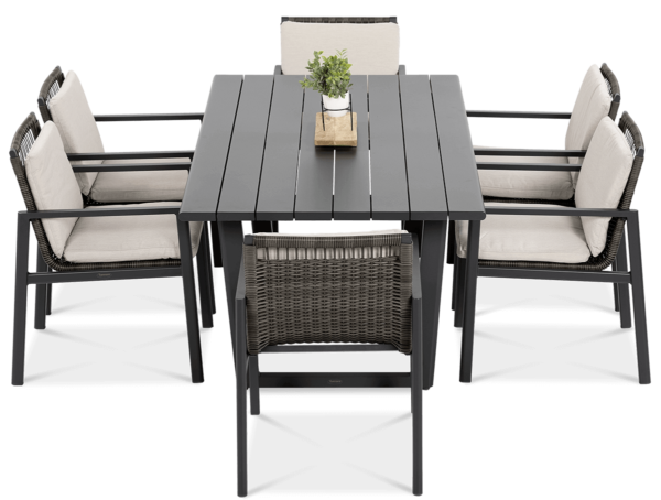 záhradný jedálenský set lotus dining tmavosivy 8