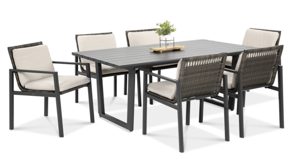 záhradný jedálenský set lotus dining tmavosivy 9