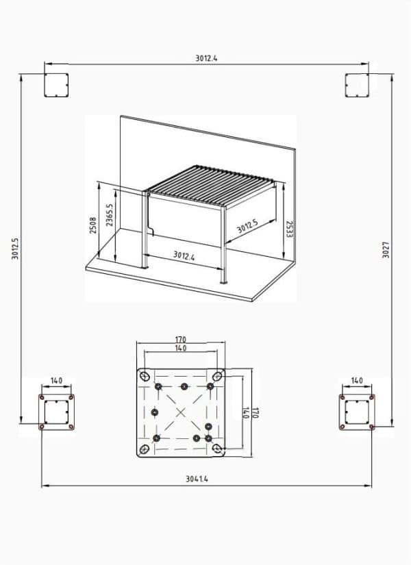 pergola premium wall 3x3 antracit 2