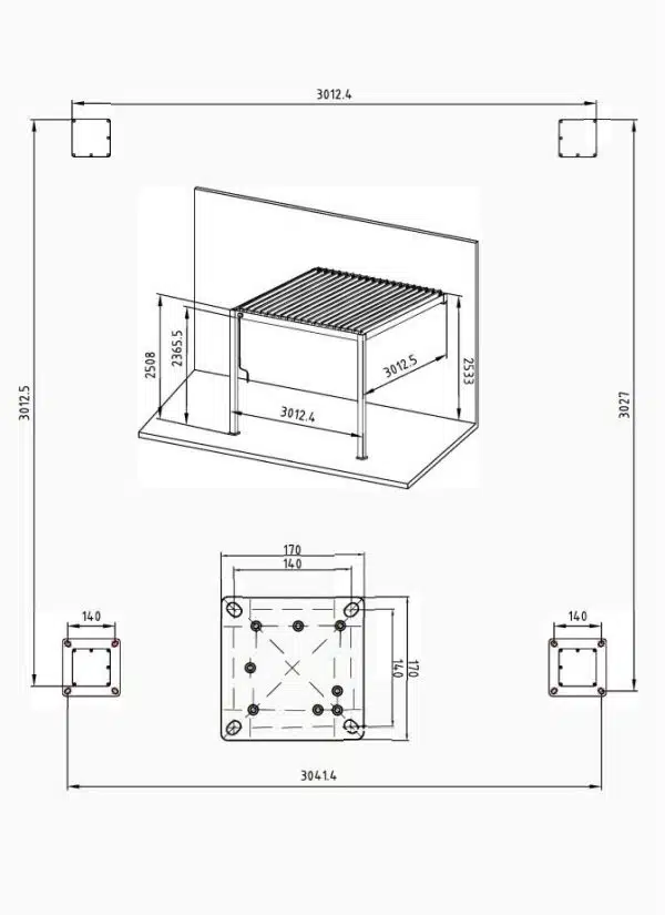 pergola premium wall 3x3 antracit 2