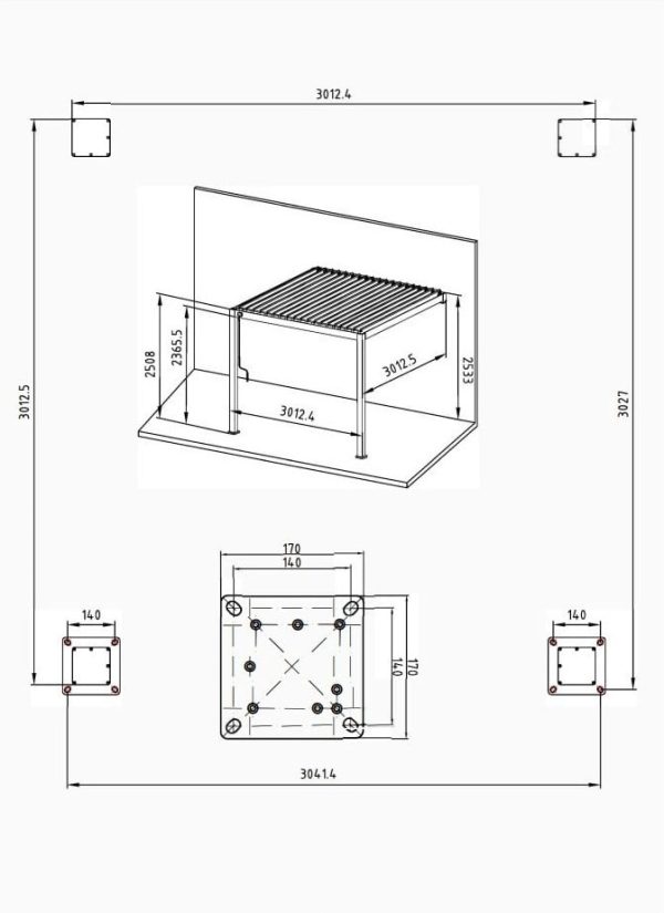 Pergola premium wall 3x3 rozmer