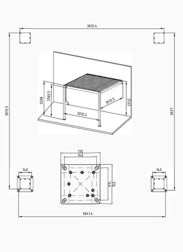 pergola premium wall 3x3 rozmer