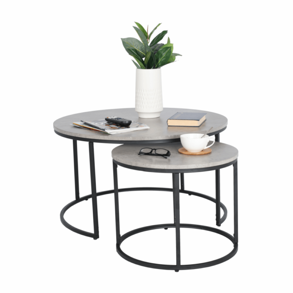 iklin set 2 stolikov beton cierny 07