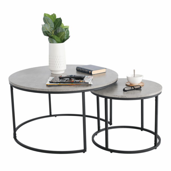iklin set 2 stolikov beton cierny 08