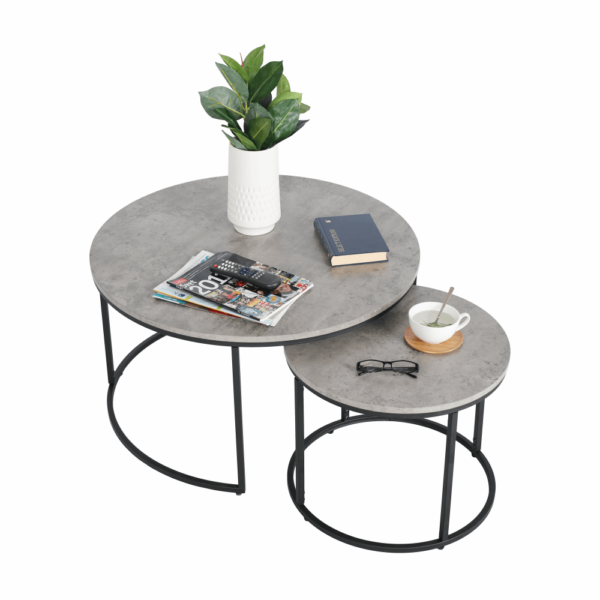 iklin set 2 stolikov beton cierny 09
