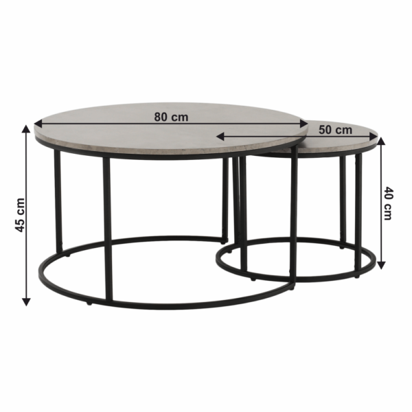 iklin set 2 stolikov beton cierny hlavny koty