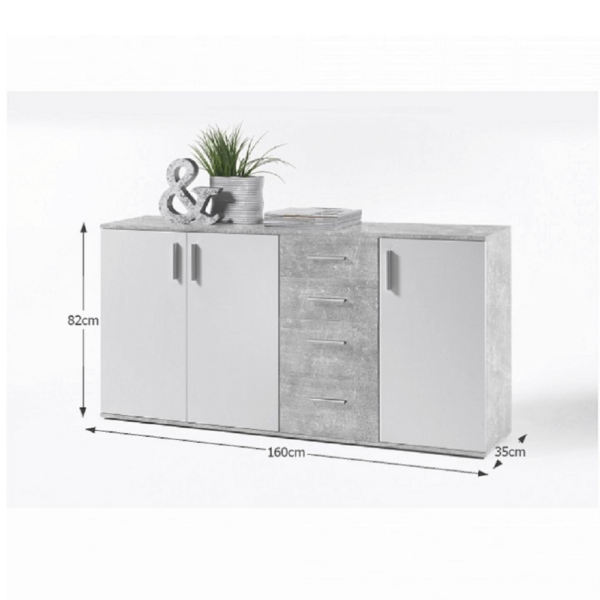 komoda poppy 3 biela beton rozmery